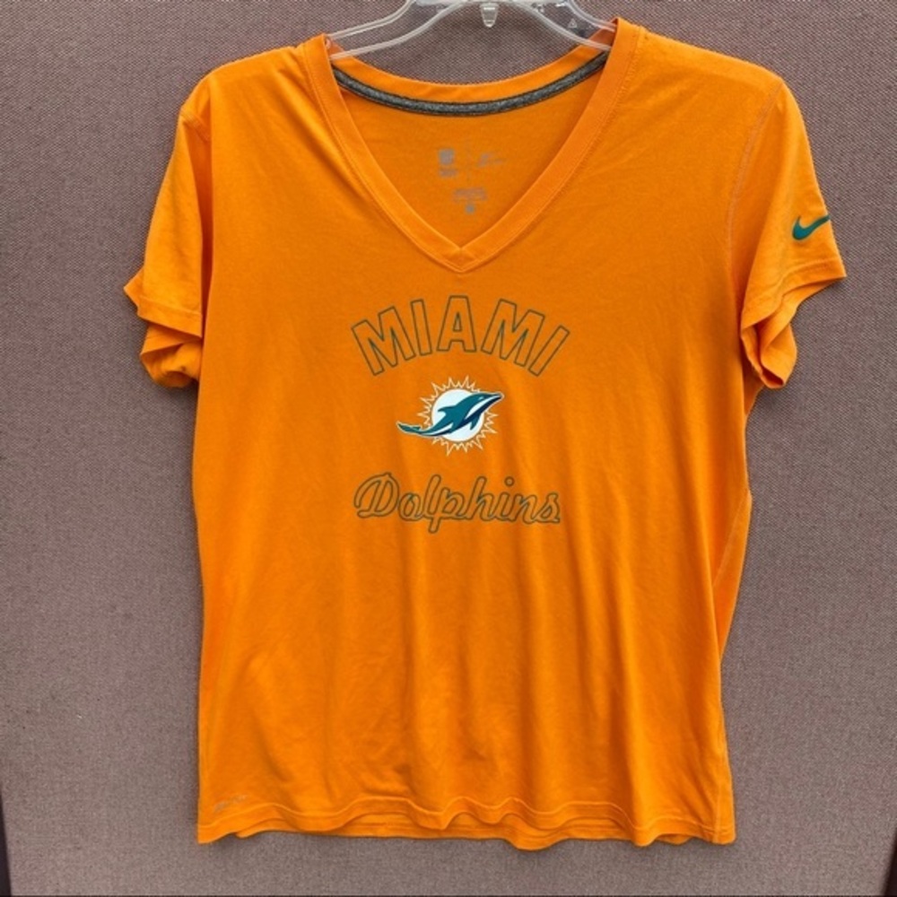 Nike Miami Dolphins Womens Dri-FIT Orange V Neck NFL Football Tee
